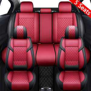 Toyota-Specific Leather Seat Covers Full Set 5 Seats Anti-Slip Waterproof Seat Protector with Fixed Lumbar Support for Vios Hilux Wigo Corolla Raize Yaris Innova Rav4 etc