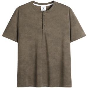 Enjeolon | Vintage Dyeing Henley Short Sleeve T-Shirt