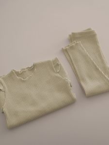 Uubabe Kids Home Clothes Set Elastic Cotton Spring Autumn Girls Stripe Thermal Underwear Toddler Girls Comfortable Breathable