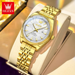 OLEVS Womens Watch Original Waterproof 2025 Stainless Steel Strap Elegant Luxurious Korean Style Luminous Calendar Watch For Women