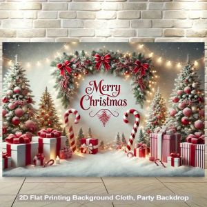 VIKAMA Christmas Tapestry Party Decor for Living Room Bedroom Office Winter Wonderland Snow Branches and Candy Cane Design