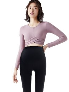 ชุดโยคะสำหรับคุณแม่ตั้งครรภ์ ชุดกีฬา แขนยาว ทรงสั้น ชุดโยคะสำหรับออกกำลังกาย ผ้าไนลอน คุณภาพเยี่ยม สำหรับทุกฤดูกาล