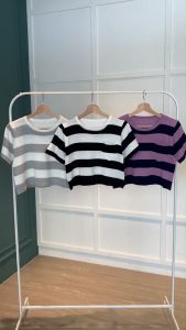 BL20783 Pocket Big Stripe Knit Tee