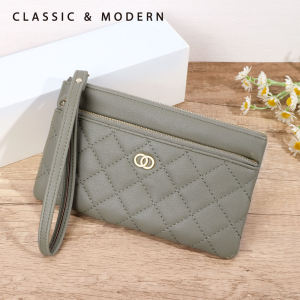 Soft Leather Long Handbag Wallet 2024 New Style Small Fragrance Wind Womens Wallet Fashion Simple Diamond Grid Handheld Bag Zipper
