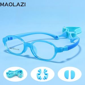 MAOLAZI New Fashion Comfortable Glasses Boy Retro Silicone Eyeglasses Girl Optical Prescription Eyewear Frame For Children 9001ET