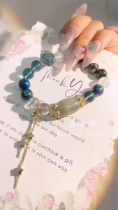 [现货] 银发晶路路通+绿幽灵+蓝铜矿共生孔雀石+萤石+蓝针+绿龙晶手串｜辟邪守护 × 财运增长 × 心灵疗愈｜Crystal Energy Bracelet｜Protection • Wealth • Healing