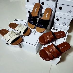 Dép Quai Ngang Dây Đan Da Mờ Đế Dẽo Siêu Êm Full Box Cao Cấp H-6