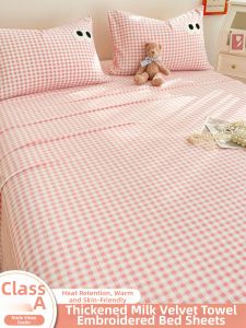 Kiss Dear | Warm Thick Coral Fleece Bed Sheet Single