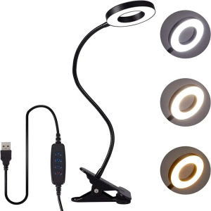USB LED Clamp Desk Lamp Eye Protection Reading Light 3 Level Dimmable Flexible Book Light Touch Control For Bedroom Office Study