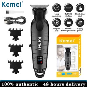 Kemei KM-2293 Full Metal Professional Trimmer for Men Zero Gapped Finishing Machine DLC T-Blade Hair Trimmer Machine LED Haircut