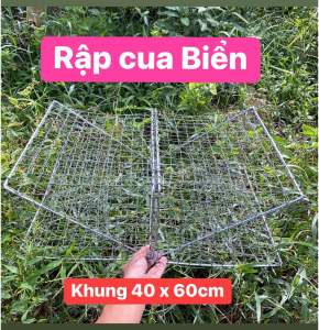 Lồng bẫy cua biển Rập đặc cua (40cm x 60cm x 22cm) móc gài inox sườn kẻm 4liMắt lưới 22cm
