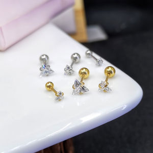 Hoa Tai Kim Loại Titan Hình Tam Giác Cho Nữ Trang Sức Thời Trang Chống Dị Ứng Khuyên Tai Vít Cỡ Ngắn