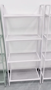 ชั้นวางหนังสือเหล็กดัดหลายชั้น/ชั้นวางดอกไม้ในห้องนั่งเล่นที่ระเบียง ชั้นวางของ สแตนเลสเค ชั้นอเนกประสงค์น 150cm ทรงสี่เหลี่ยมคางหมูรับน้ำหนักได้150kg มีสองสีขาว และดำ 3/4/5 ชั้น