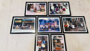 (HÌNH THẬT) Khung ảnh treo tường sài gòn xưa 1 bộ 7 khung trang trí decor quán nhà hàng kèm đinh