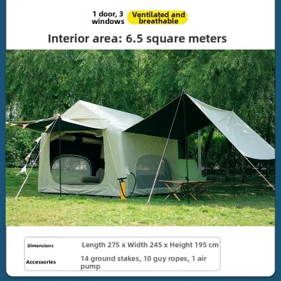 WOLFNEST | Rainproof Inflatable Black Rubber Tent 6.5m²