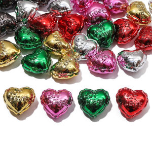 2Pcs 25mm Metallic Colorful Acrylic Lovely Balloon Heart Beads Charm for Bracelet Keychain DIY Jewelry Craft Making