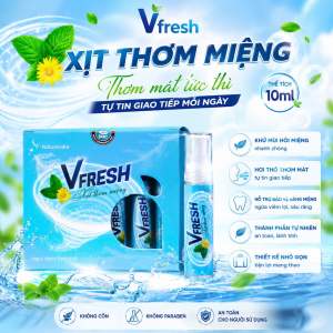 V-FRESH Xịt Thơm Miệng Khử Mùi Hôi Miệng Hơi Thở Thơm Mát 10ml Không Cồn Ngừa Viêm Lợi Sâu Răng
