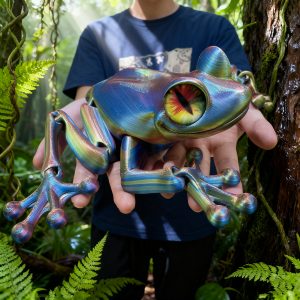 3D Printed Frog Statue Flexible 3D Printed Animal Fidget Action Figures for Home Office Desk Decor