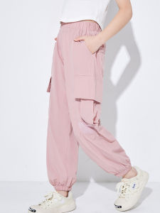 Girls Casual Ice Silk Summer Thin New Childrens Clothing Pants Anti-Mosquito Quick-Drying Workwear Trousers Ballet Bear