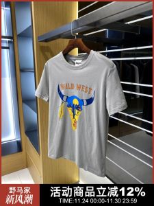 เสื้อยืดคอกลมแขนสั้นผู้ชายผู้หญิงฤดูร้อนระบายอากาศได้ดี ผ้าฝ้ายผสมคอตตอน แฟชั่นลำลอง เสื้อยืดคอกลมลายพิมพ์อเมริกันวินเทจ