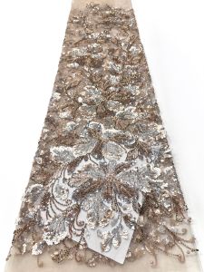 Luxury Green African Beaded Mesh Lace Fabric Embroidery Sequins French Tulle Lace For Nigerian Wedding Party Dress 5 Yards