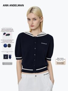 ANN ANDELMAN | Vintage Sailor Collar Stripe Sweater Short-sleeved Cardigan