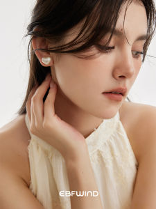 EBFWIND Cotton Heart Texture Sensation Stud Earrings Simple Girl 3D Heart Versatile Fashion Jewelry Ear Cuff Alloy Plated