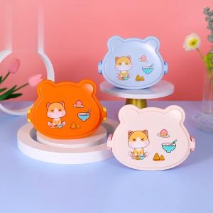 SK-C777 Kotak Bekal Anak Set Sendok Garpu Motif Cartoon Lucu Lunch Box / Tempat Makan tingkat Anak Karakter Kucing BPA FREE