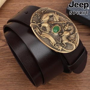 Jeep | Vintage Embossed Handmade Full-grain Leather Belt Copper Buckle