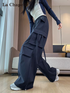 American Style Wide Leg Workwear Pants Womens Autumn Large Pocket High Waist Slimming Casual Straight Tube Jacket