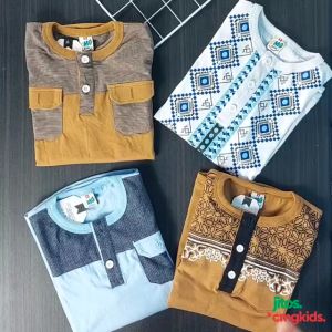 Baju Atasan Koko Casual Anak CMGKIDS Cotton Combed - Choco