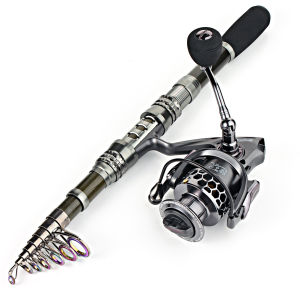 Sougayilang 1.8-3.3m Carbon Fiber Spinning Fishing Rod 13+1BB Fishing Reel Combo Telescopic Fishing Pole Spinning Reel Kit Pesca