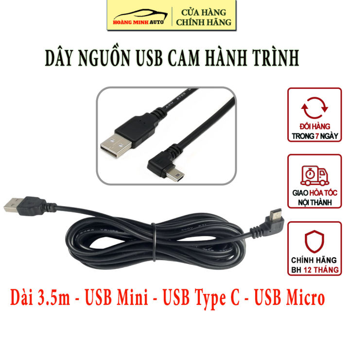 Dây cáp nguồn USB cho camera hành trình - Đầu Type C USB dài 3.5m ...
