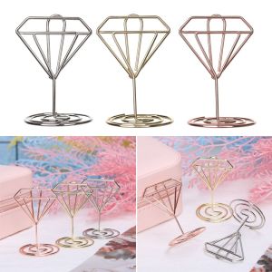 FEATSHOP64FE8 1/5PCS เมทัลลิค โรแมนติก อุปกรณ์จัดงานแต่งงาน ที่หนีบกระดาษ โรสโกลด์ ตกแต่งเดสก์ท็อป ที่หนีบขาตั้ง บัตรสถานที่ คลิปรูปภาพ ผู้ถือหมายเลขตาราง