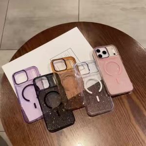 Ốp Lưng Từ Tính Lấp Lánh Sang Trọng Dành Cho iPhone Tương Thích Sạc Không Dây Magsafe Vỏ Acrylic Trong Suốt Cho Các Mẫu Pro Max Plus Từ 11 Đến 15