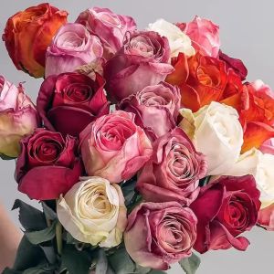 Artificial Roses Flowers Silk Rose Branch Burnt Edge Rose Buds Realistic Fake Rose Bouquet Wedding Home Decor Supplies Valentines Day Bouquet Gifts