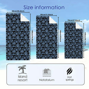 Black Blue Daisy Print Beach Towels Ultra Lightweight Quick Drying Super Absorbent Summer Essential Fast-Drying Towel for Beach