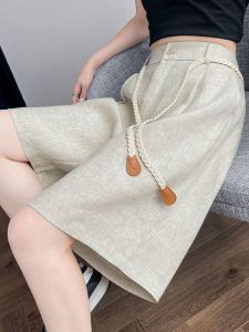 High Waist Drawstring Casual Pants Womens Straight Leg Five-Quarter Length Summer Fashion Korean Style Versatile Slimming Shorts