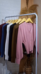 Belina Cardy – Outer Rajut Premium Lengan Balon dengan 4 Kancing | Stylish & Cozy Korean Look