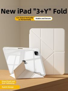 Zoyu(zoyu) | Ốp iPad Trong Suốt Mỏng Chống Sốc Có Giá Đỡ Xoay Gấp Ba Kèm Ngăn Bút Pencil