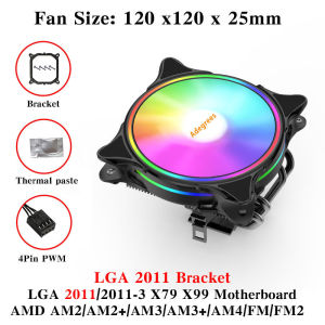 120mm CPU Air Cooler 4Pin PWM Cooling Fan Quiet PC Heatsink Radiator for Intel LGA 775 1150 1151 1155 1200 1700 2011 AMD AM3 AM4