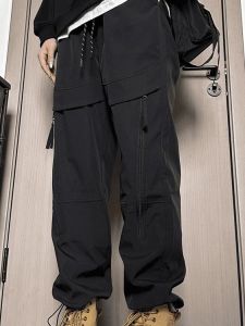 Loose Straight Leg Workwear Trousers Mens Spring Autumn Casual High Street Fashion Pants Youth Casual Clothing Straight Cut