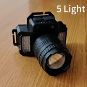 Rechargeable Lithium Battery HeadlampSuper BrightSport Sensor5 Lighting ModesAdjustable FocusForehead Lamp1500mahUSB plug
