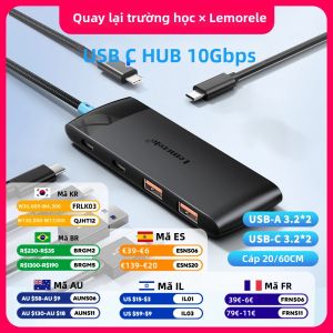 Lemorele | Lemorele TC109 Hub USB C 5 Trong 1 10Gbps Với 2 Cổng USB-A 2 Cổng USB-C Để Truyền Dữ Liệu Mac/Windows/SSD/HDD Tương Thích Thunderbolt 3/4