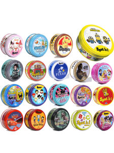 English Version Iron Box Spot It Game Dobble Difference Finding Parent Child Party Card Game for All Ages Boys Girls Kids