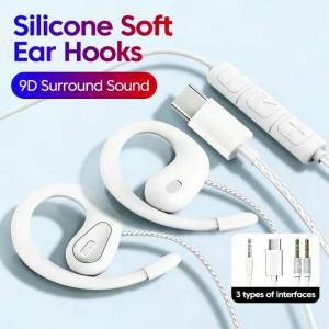 Tai Nghe Có Dây Hai Cổng Có Micrô Loại C/35MM Móc Tai Mềm Bằng Silicon Tai Nghe Nhét Tai Thể Thao Âm Thanh 9D Dành Cho Máy Tính Để Bàn