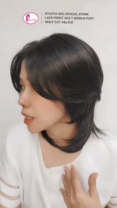Ryuuta Wig Lace Front Wig Wolf Cut Hitam Coklat Ash 30 cm