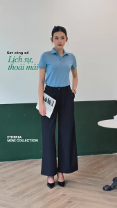 [DEAL MỞ BÁN] Quần Tây Ống Rộng Nữ Etheria Vải Chéo Nhật Cao Cấp Dày Mịn Form Chuẩn Sang Trọng  - EQD2032601