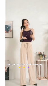 🔥Shocking Sale Pants🔥Women Casual Pants P03 High Waist Elastic Waist Women Straight Long Pants Palazzo Pants 衣服 女装 裤子