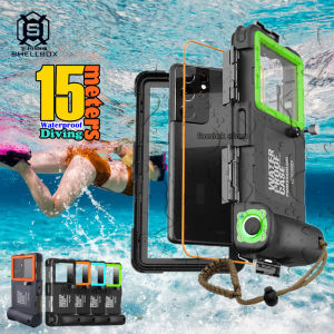 [SHELLBOX] 2024 New Professional Underwater 15M Depth Diving Waterproof Phone Case for Samsung S24 Ultra S23 S22 FE S21 S20 Note 20 Ultra Note 10+ S10 S9 S8 Plus A55 A54 A35 A15